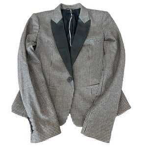 Hugo Boss houndstooth check virgin wool cashgora soft blazer womens' USA sz 4